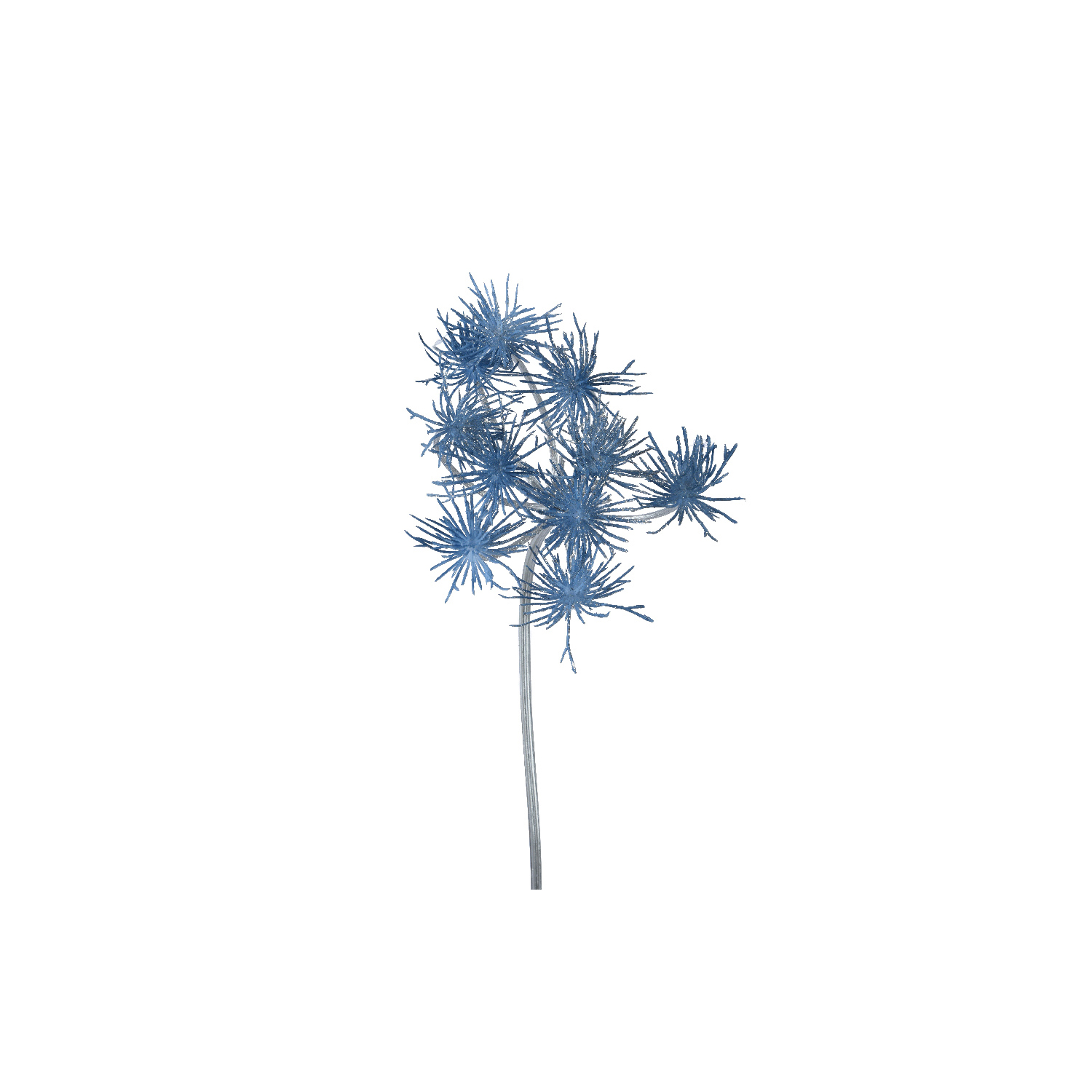 Декор Веточка Черемша голубая на серебристом стебле с блестками d20х75см