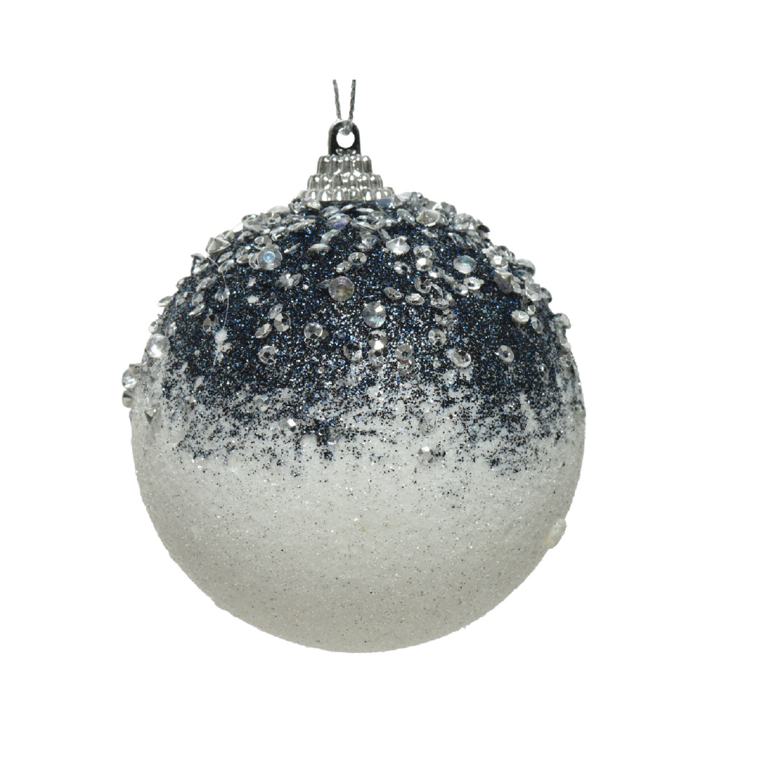 Шар бело-синий градиент с блестками d8см