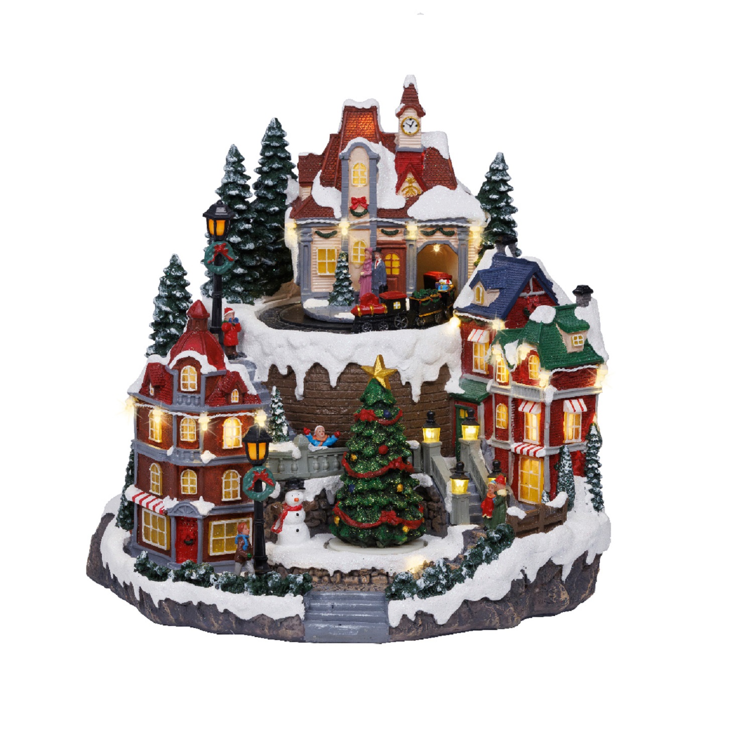 Декорация Деревня рождественская Городок  музыкальная динамическая 30х30,5х27см кабель 1,8м 37LED теплобелая IP-20 indoor