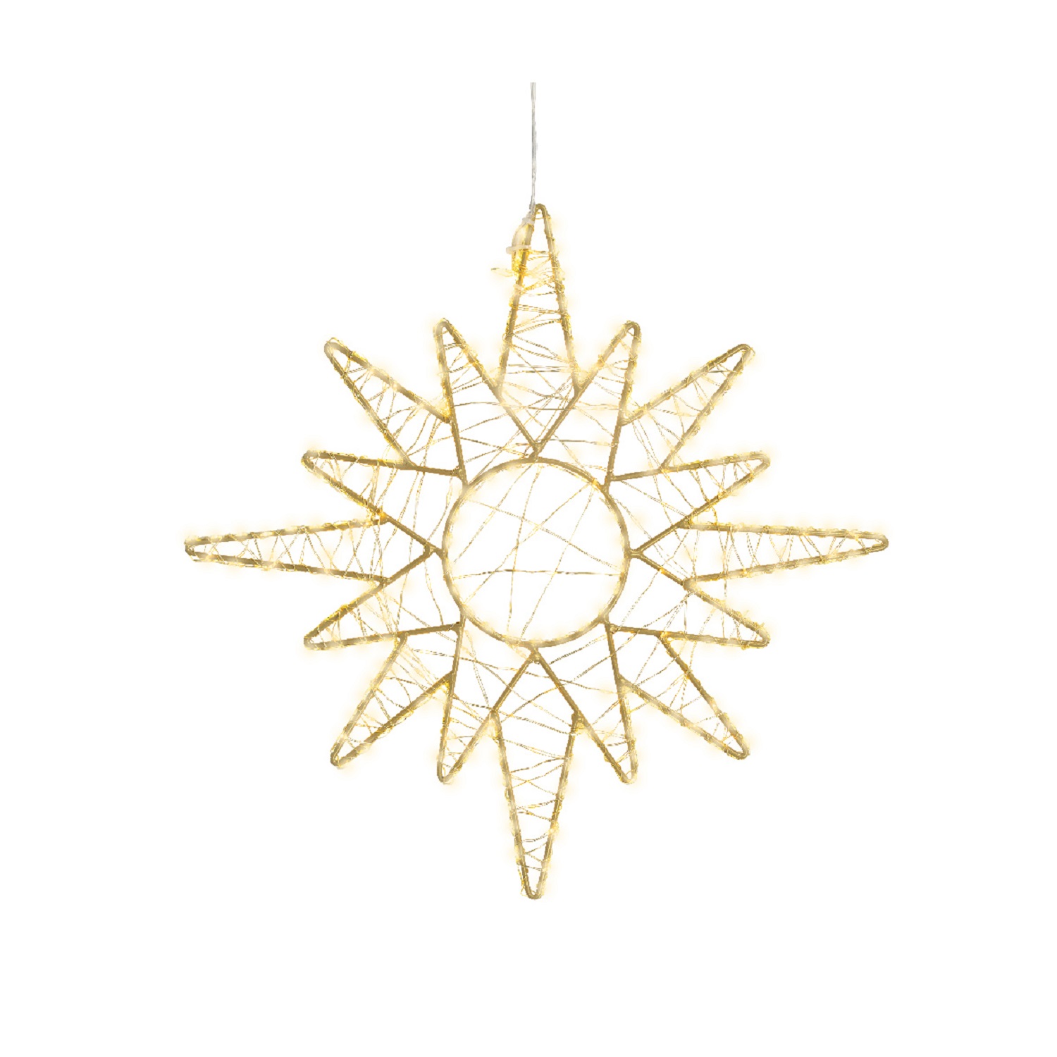 Декорация светодиодная Звезда 38см золотистая/теплобелая кабель золотой 5м таймер 6/18ч 359LED  IP-44 indoor/outdoor