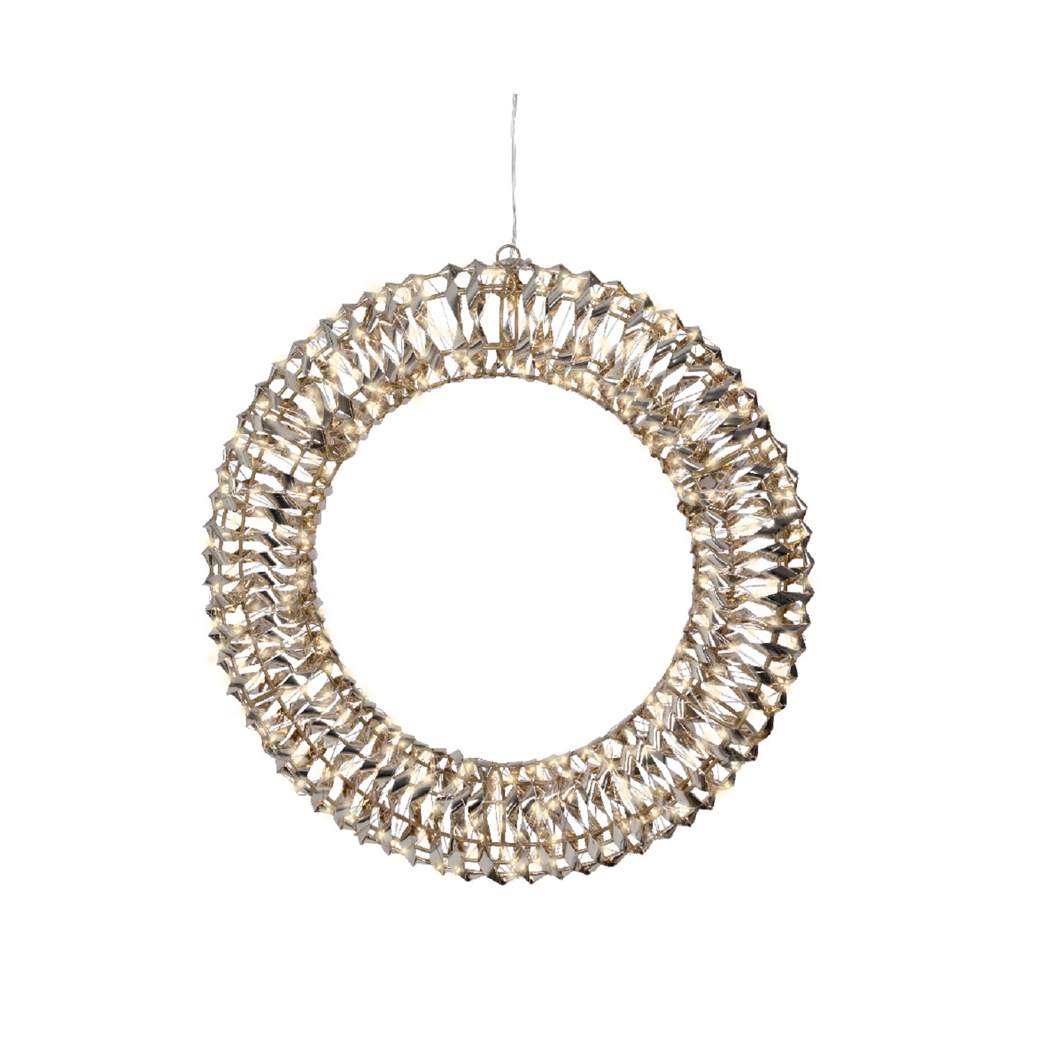 Декорация светодиодная Кольцо d50см золотистое/теплобелое с эффектом мерцания кабель серебристый 5м таймер 6/18ч 600LED  IP-44 indoor/outdoor