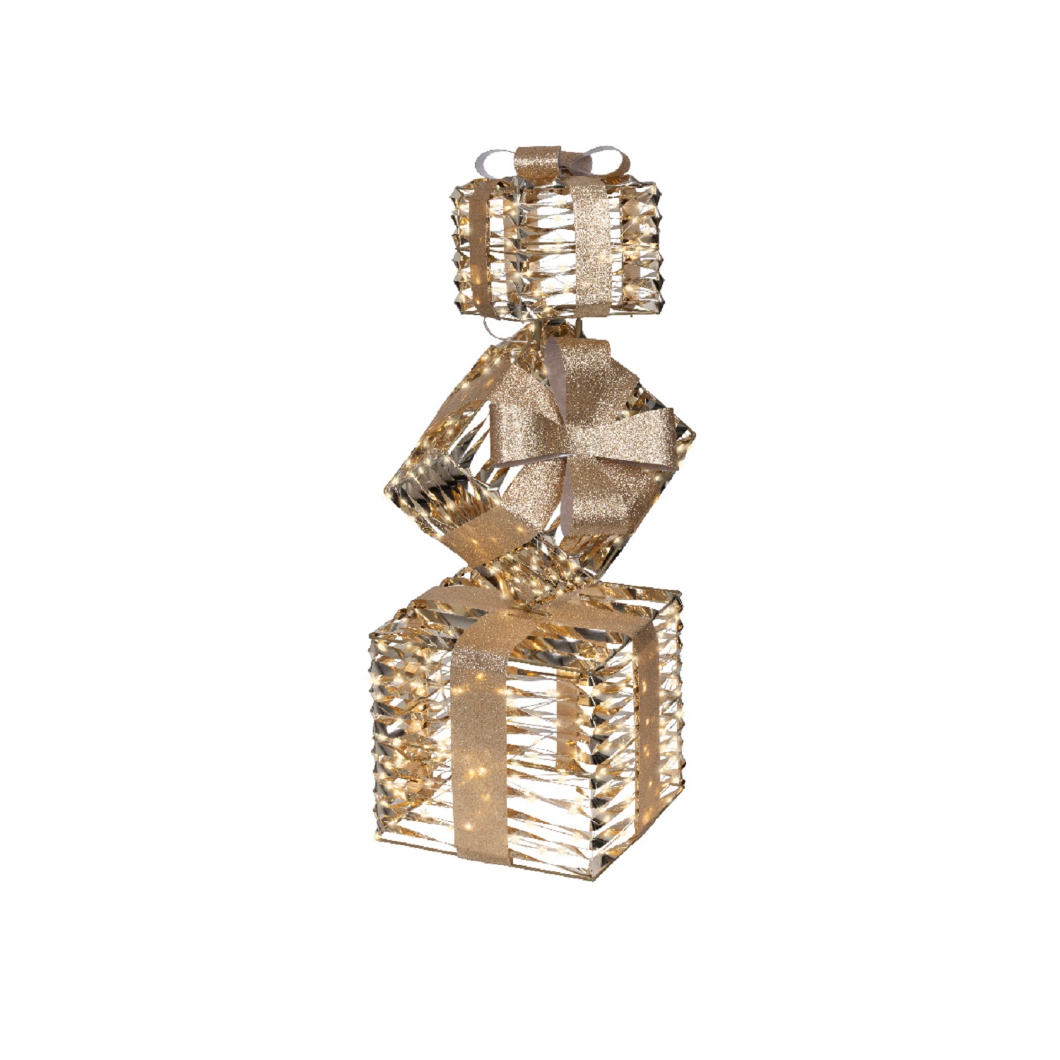 Декорация Подарки 73х25х25см золотистые/теплобелые с эффектом мерцания кабель серебристый 5м таймер 6/18ч 600LED  IP-44 indoor/outdoor