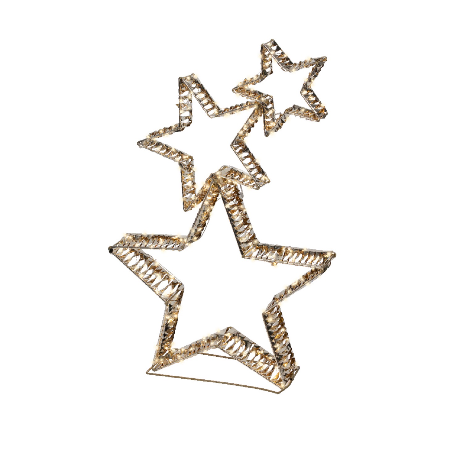 Декорация светодиодная Звезды 80х51х10см золотистые/теплобелые с эффектом мерцания кабель серебр 5м таймер 6/18ч 350LED IP-44 indoor/outdoor