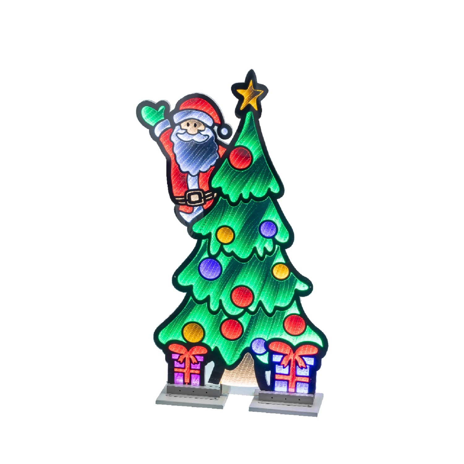 Декорация светодиодная Санта на елке 120х73см кабель прозрачный 5м свет холодно/теплобелый/мульти SMD IP-44 indoor/outdoor