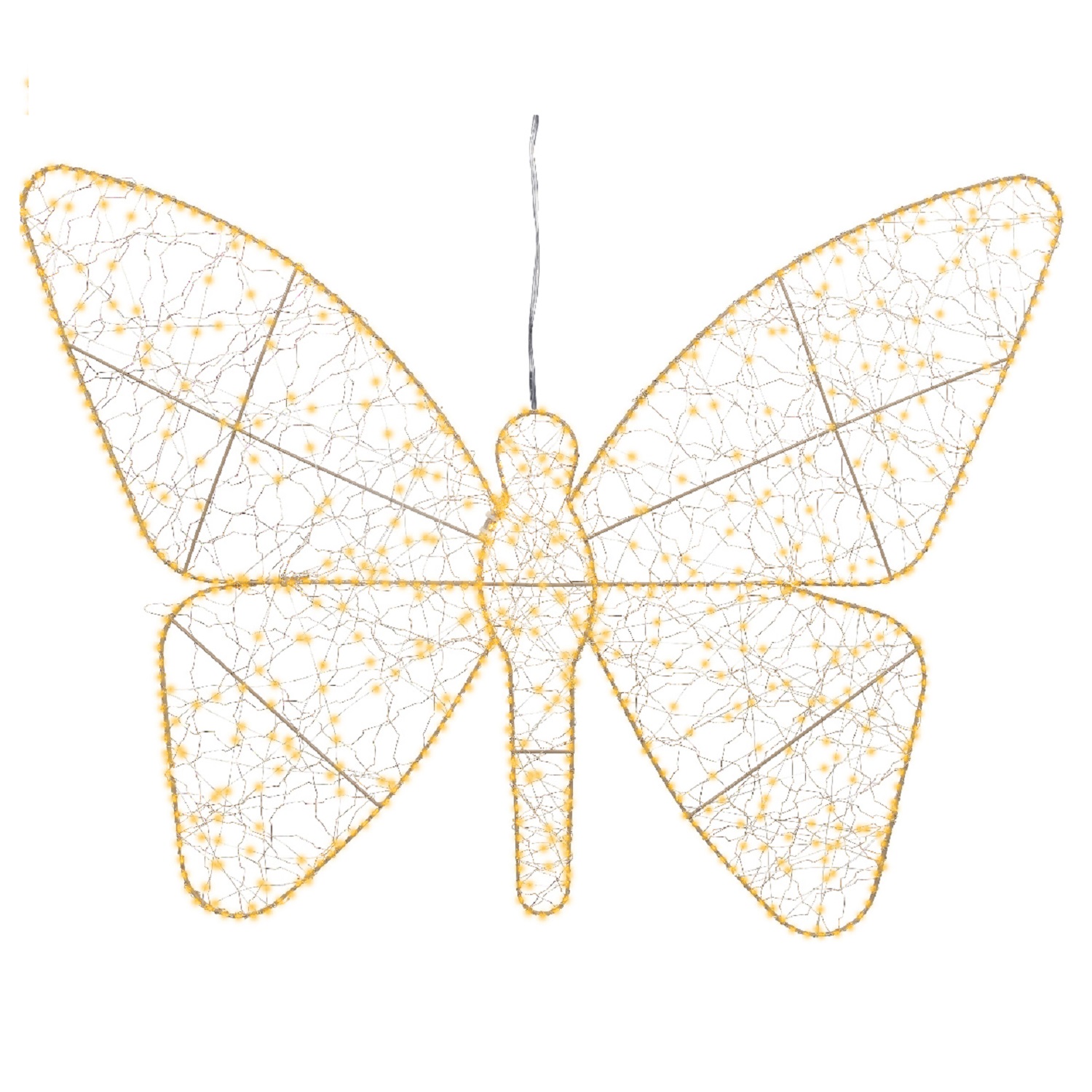 Декорация светодиодная  Бабочка 98х77см теплобелая с эффектом мерцания кабель серебристый 5м таймер 6/18ч 700LED  IP-44 indoor/outdoor