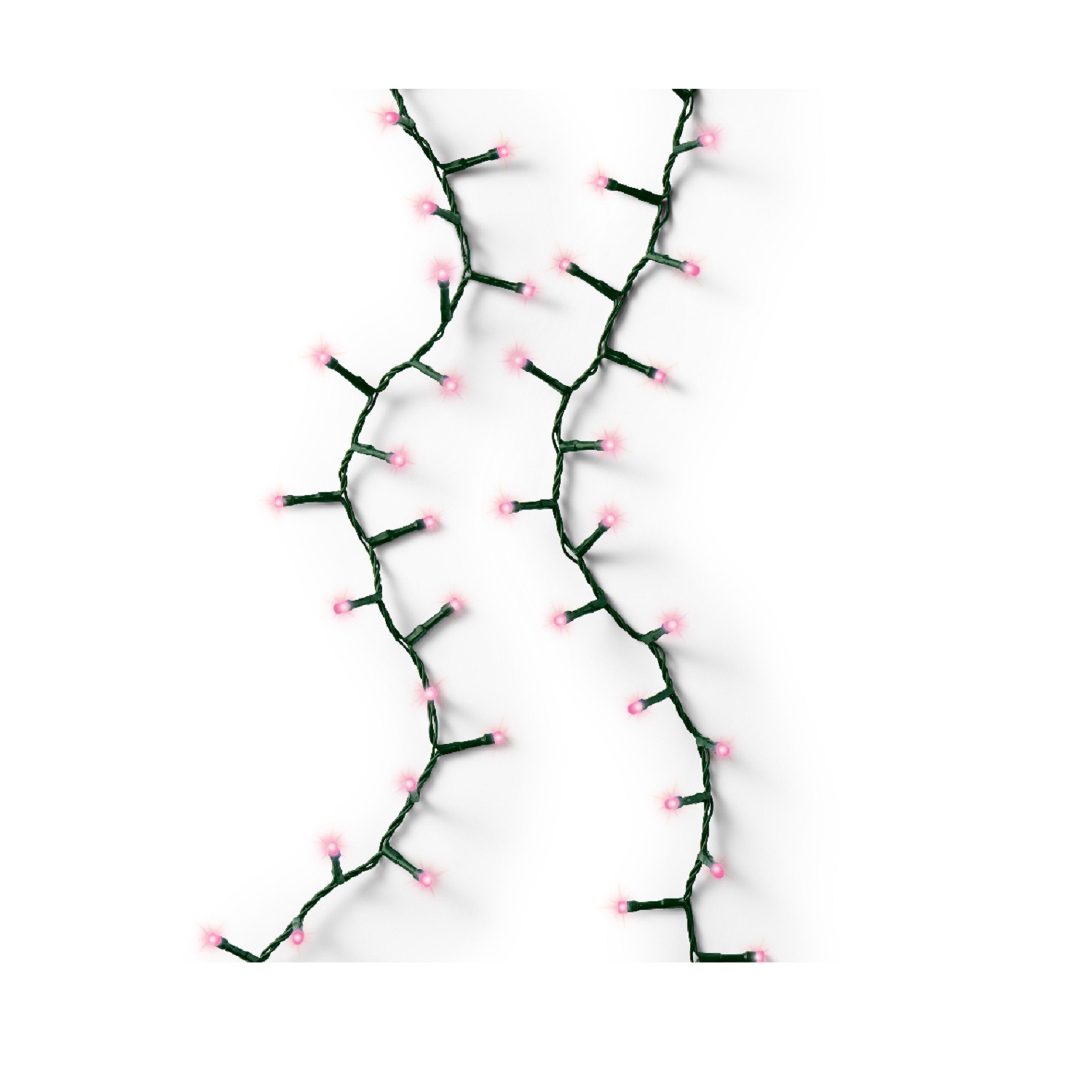 Гирлянда цепочка 16м розовая кабель зеленый с эффектом мерцания 8 функций таймер 8/16ч 750LED IP-44 indoor/outdoor