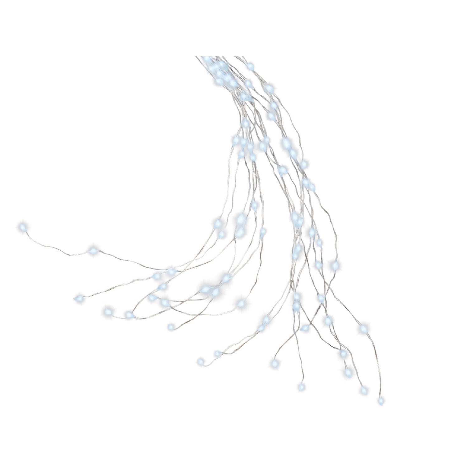 Гирлянда пучок  2,1м холоднобелая кабель серебристый с эффектом мерцания таймер 8/16ч 16веток 672LED MICRO IP-44 indoor/outdoor