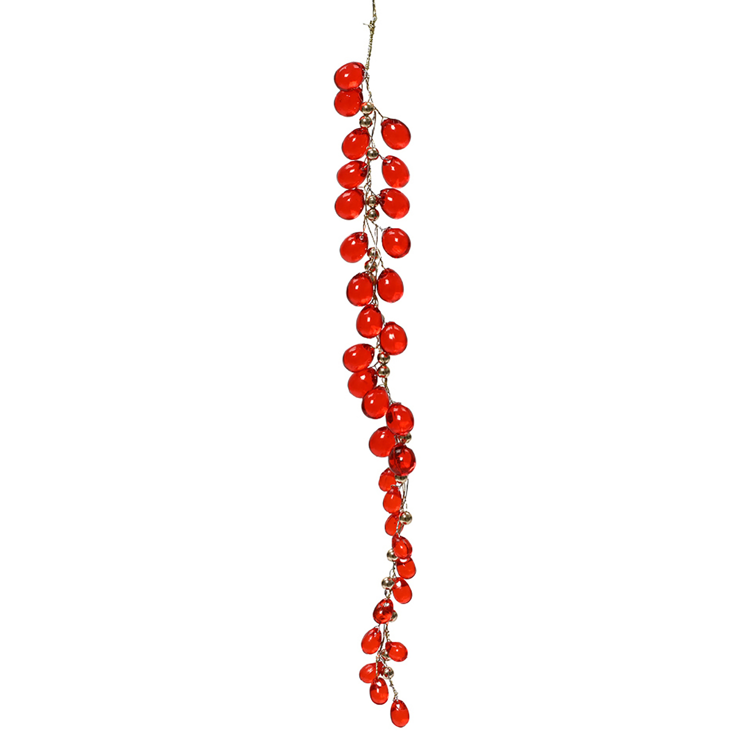 Декор Подвеска Веточка с ягодами барбариса акрил красная 30см