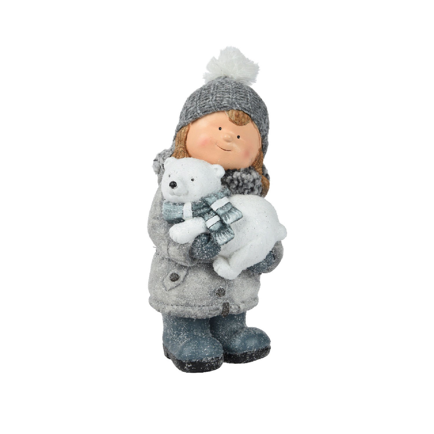 Декорация Девочка в сером с белым медвежонком 35,7х20см