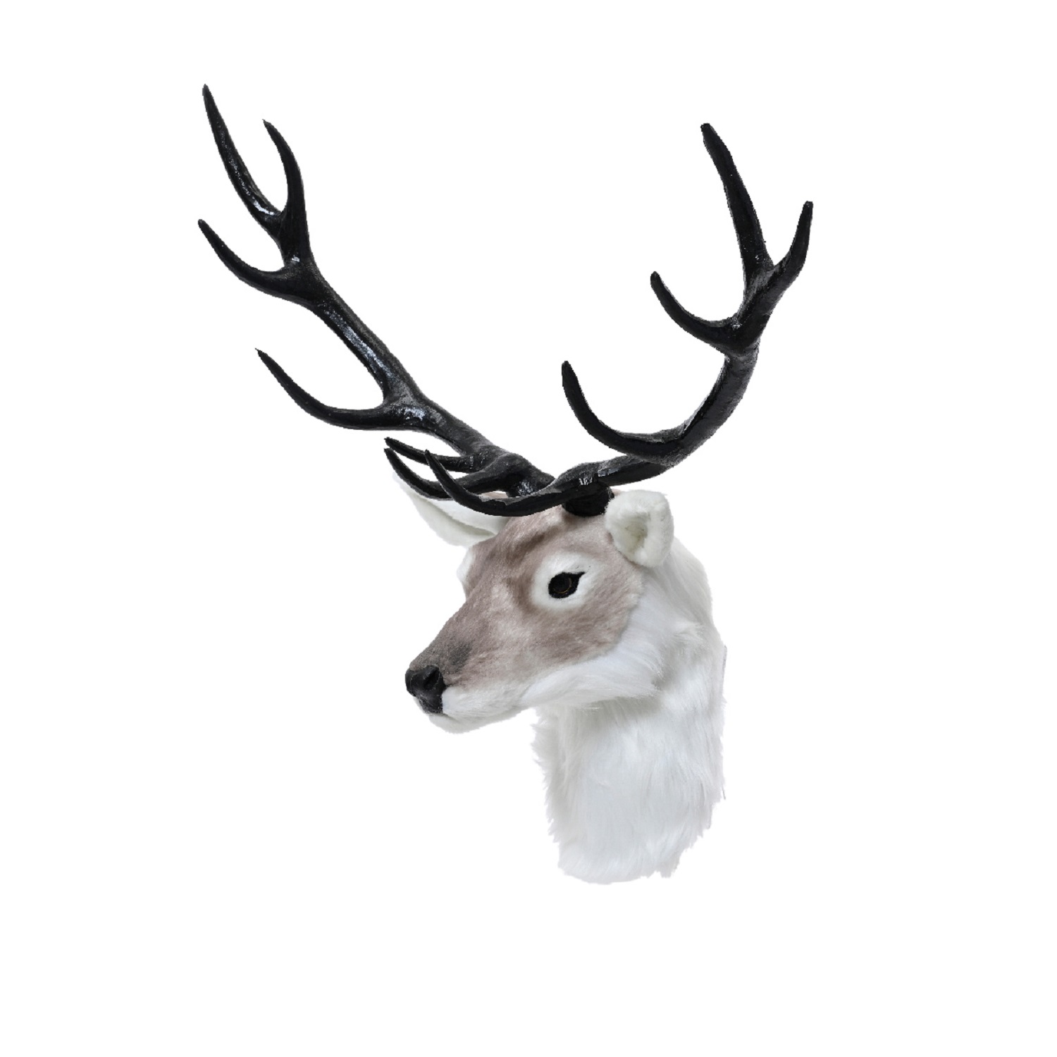 Декорация Голова оленя бежевая из искусственного меха 26х53х70см