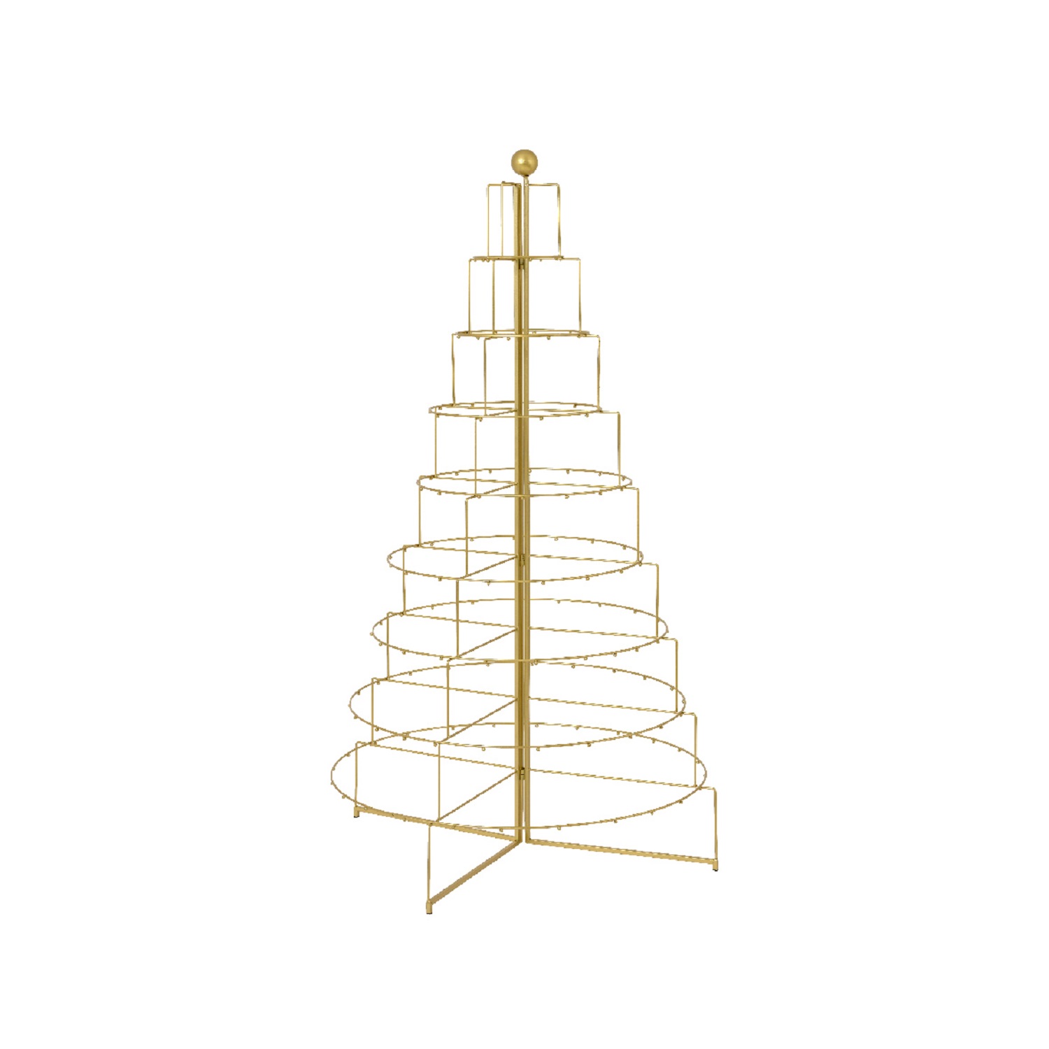 Декорация Елочка-вешалка для игрушек металлическая золотистая 160х88х90см