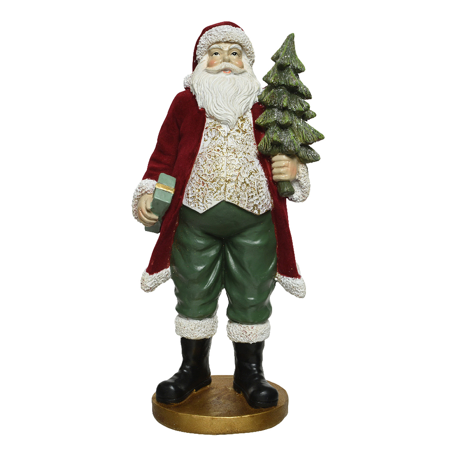 Декорация Санта с елкой и подарком 32см