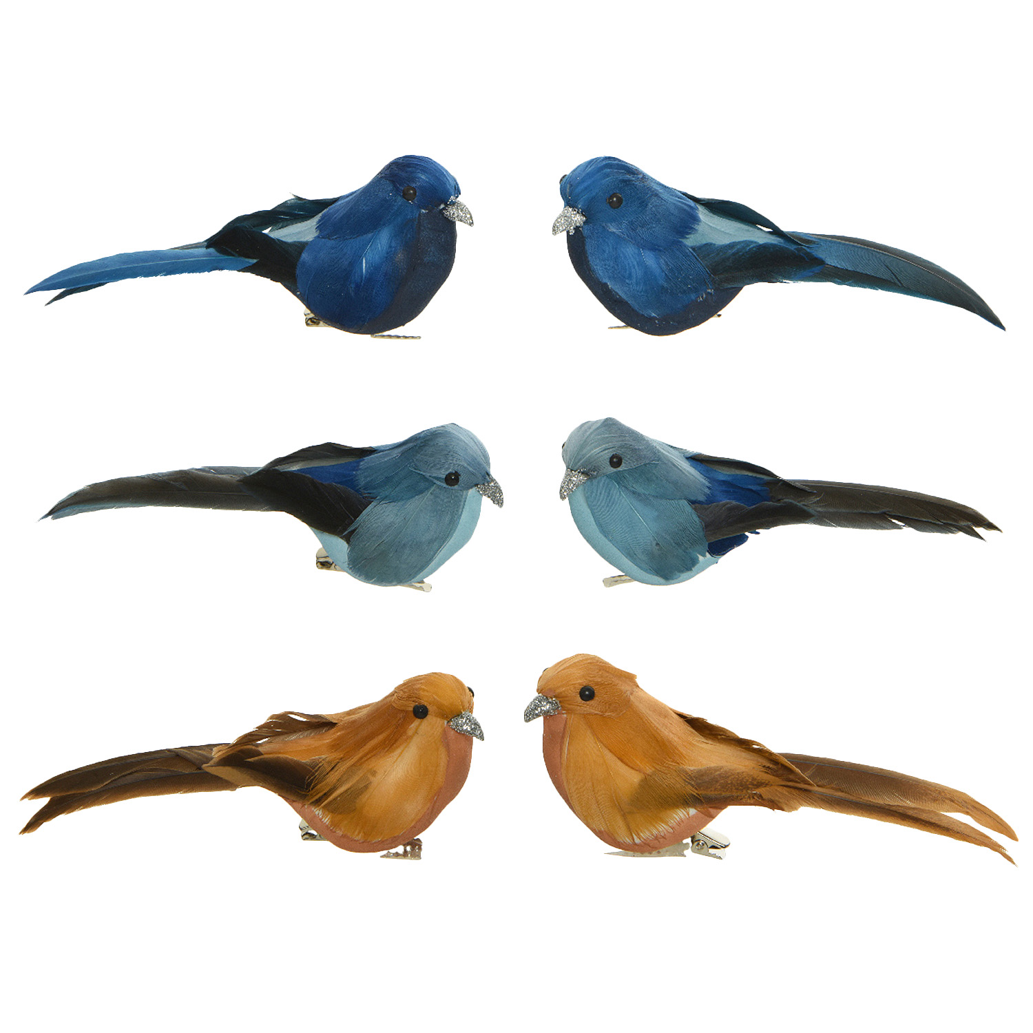 Декор Птица синяя/голубая/янтарная 6см 2шт/уп  3 в ассорт