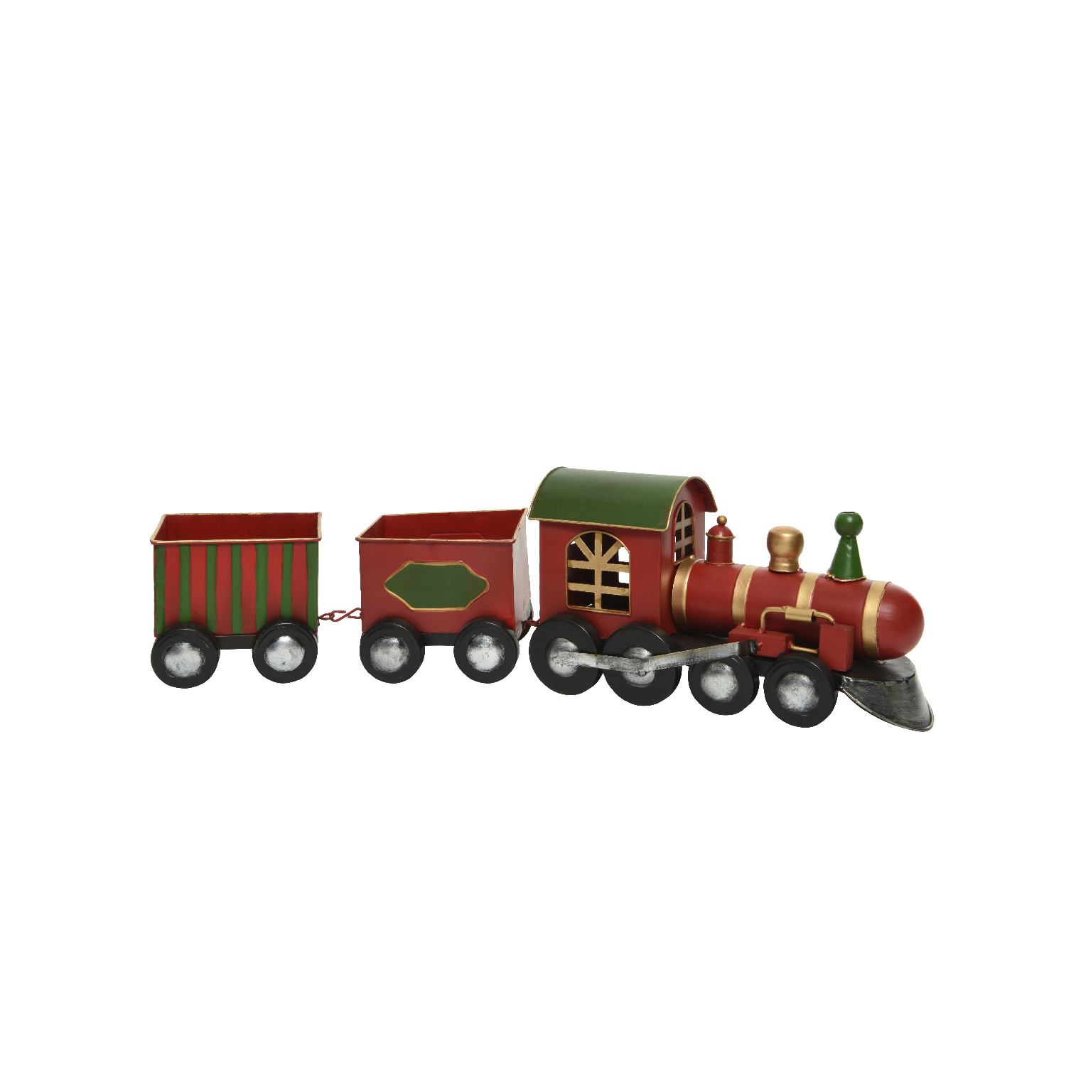 Декорация Паровозик с вагонами  красно-зеленый 58х12х16см