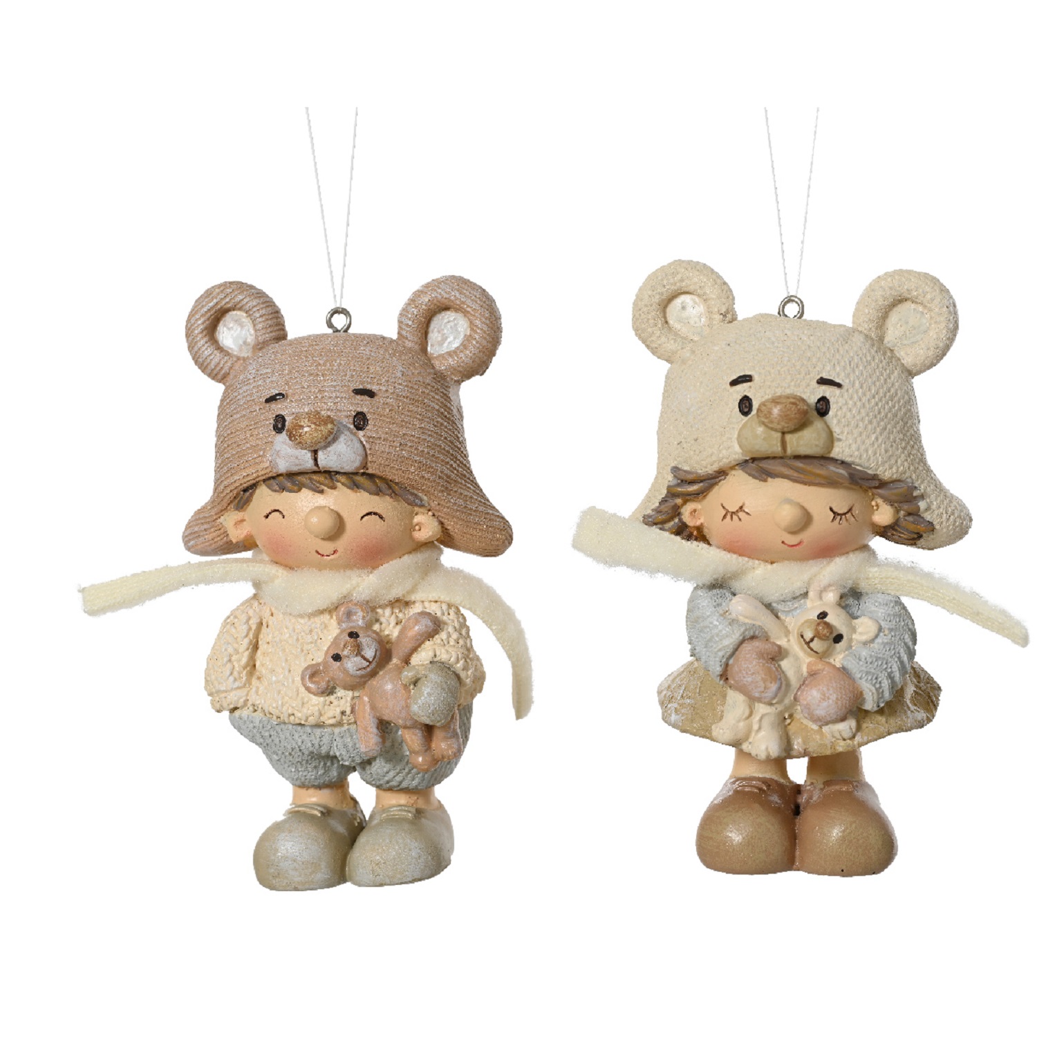 Декор Мальчик/Девочка в шапочке с ушками 10,5х6,2х5,2см 2 в ассорт