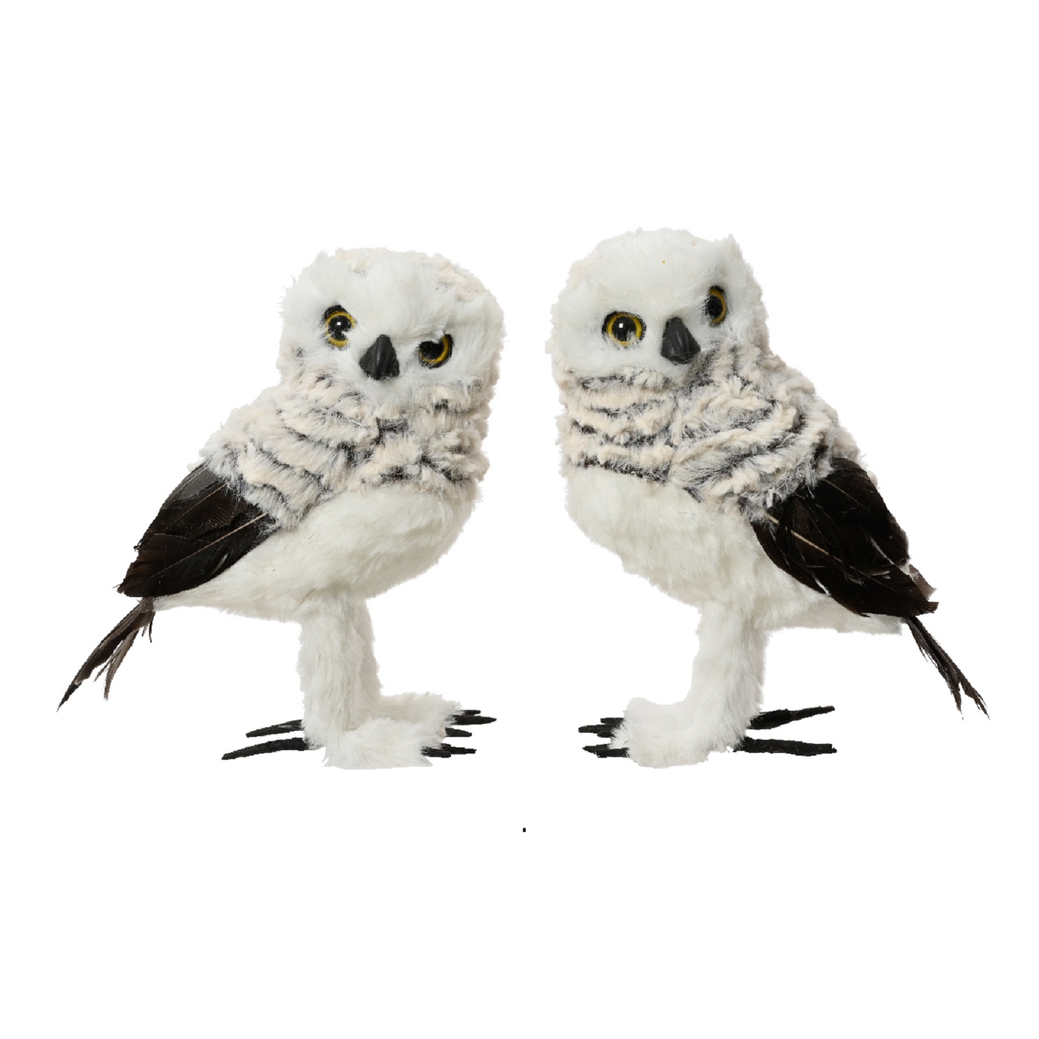 Декор Сова из искусственного меха и гусиных перьев 21см  2 в ассорт