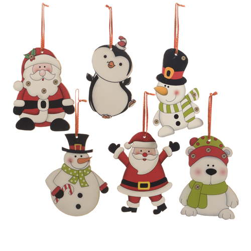 Декор Фигуры Дед Мороз/Медведь/Пингвин/Снеговик разноцветные 12см 6 в ассорт