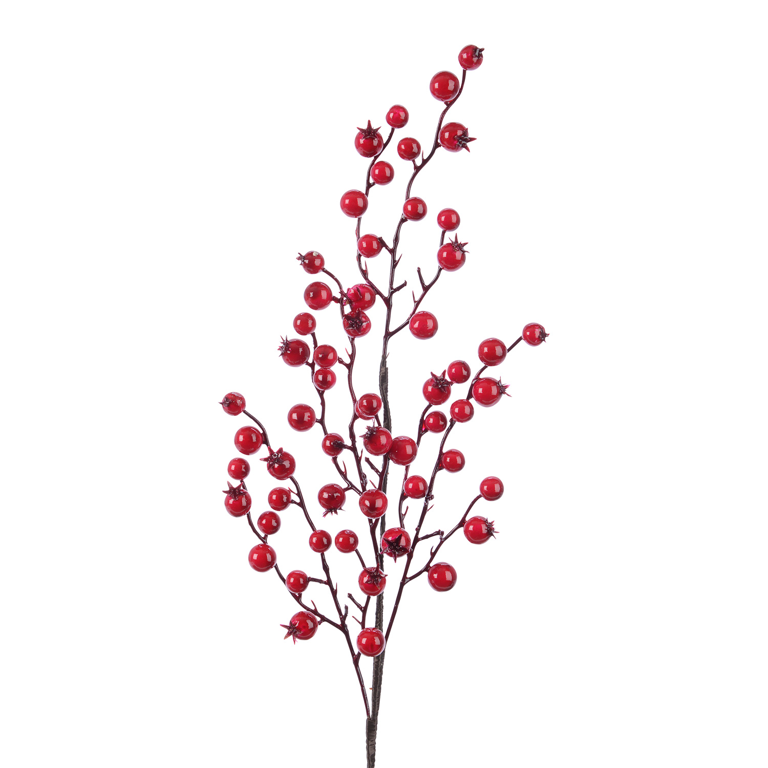 Декорация Веточка  60см с красными ягодами лакированные outdoor