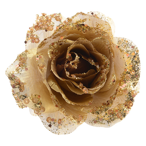 Декор Роза золотая с блеском d14см