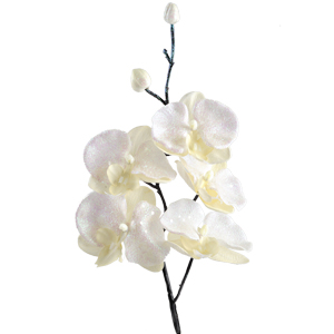 Декор Орхидея из шелка на клипсе перламутр 31см