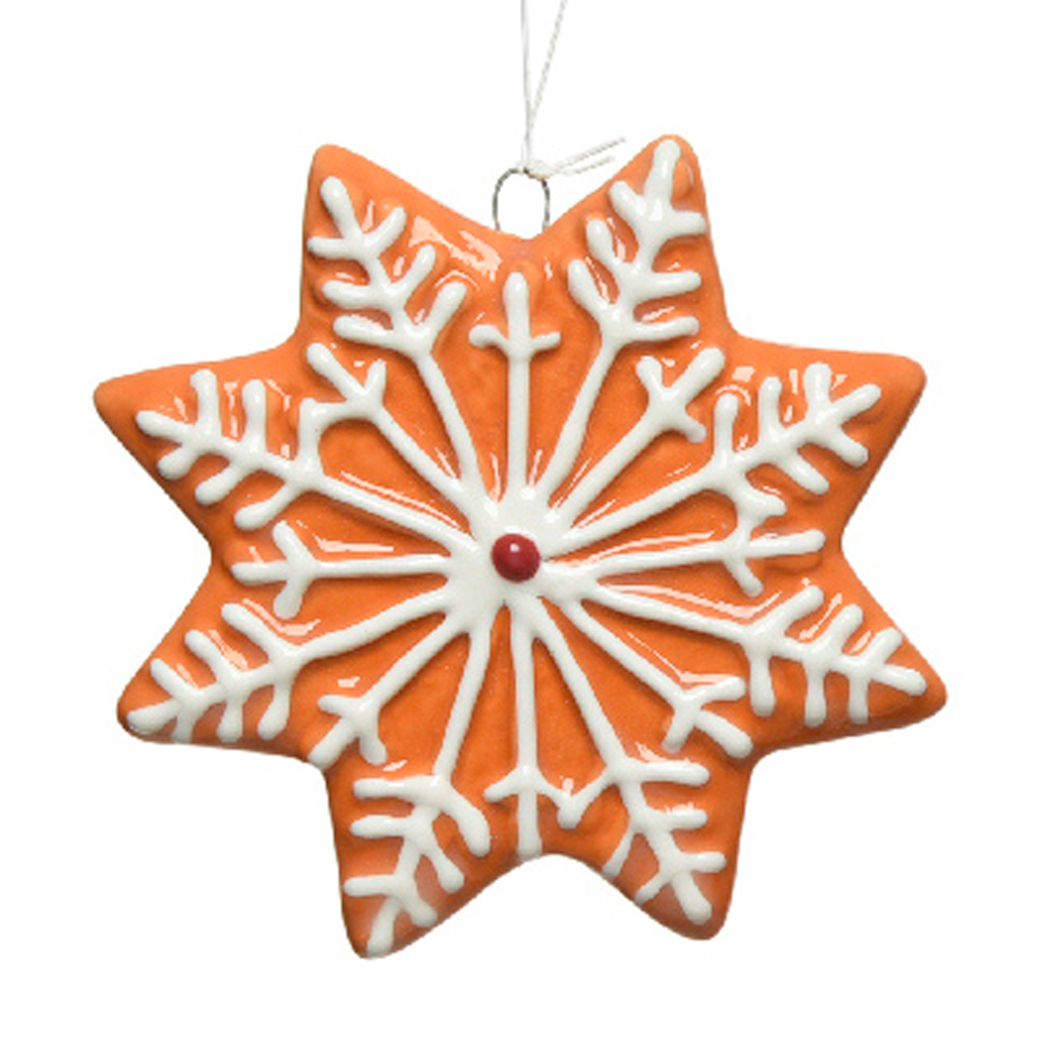 Декор Рождественское печенье с глазурью снежинка восьмиконечная d8см