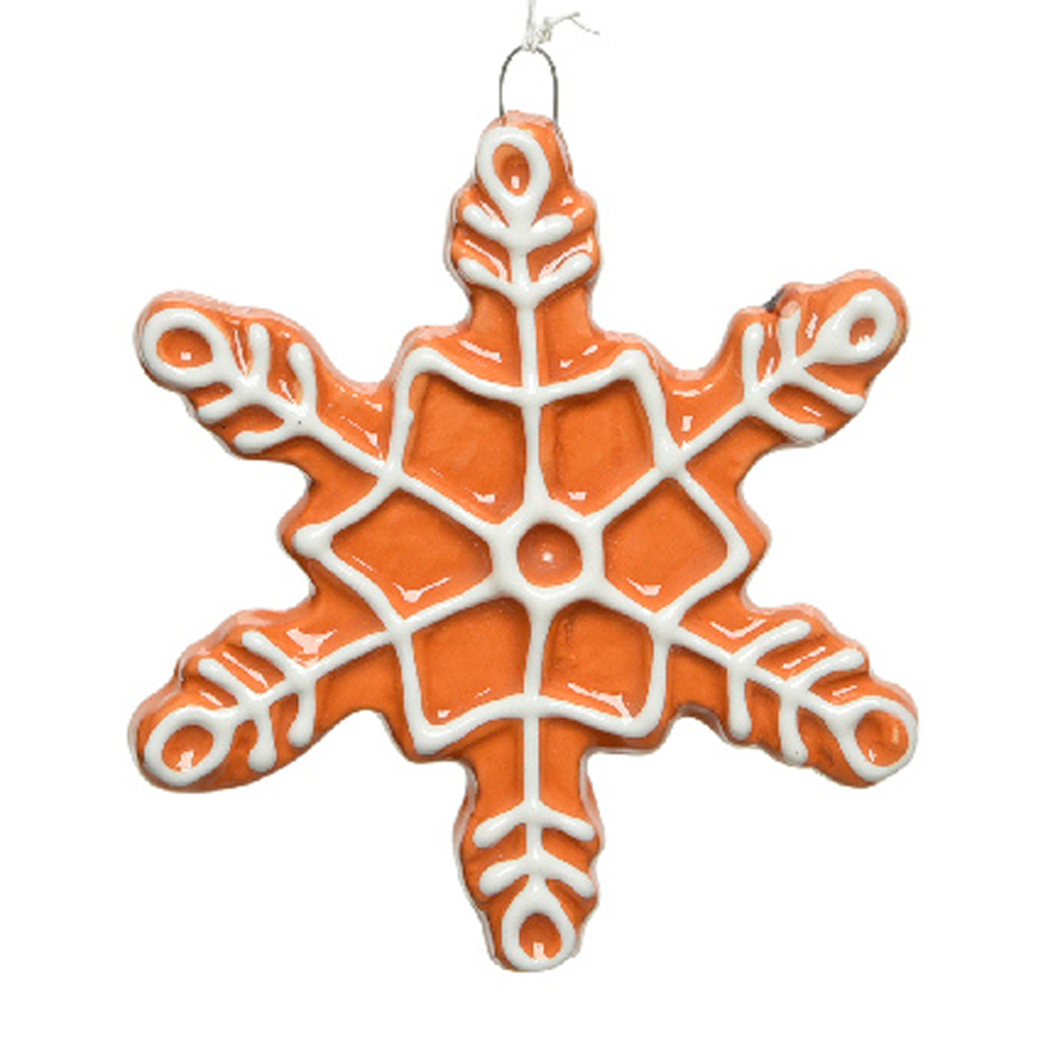 Декор Рождественское печенье с глазурью снежинка шестиконечная d8см