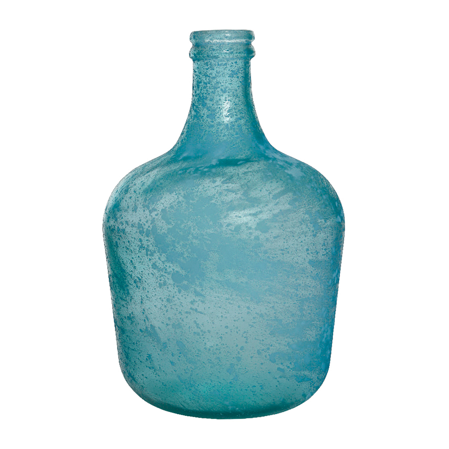 Декор Ваза-бутыль античная стекло голубая d27х42см