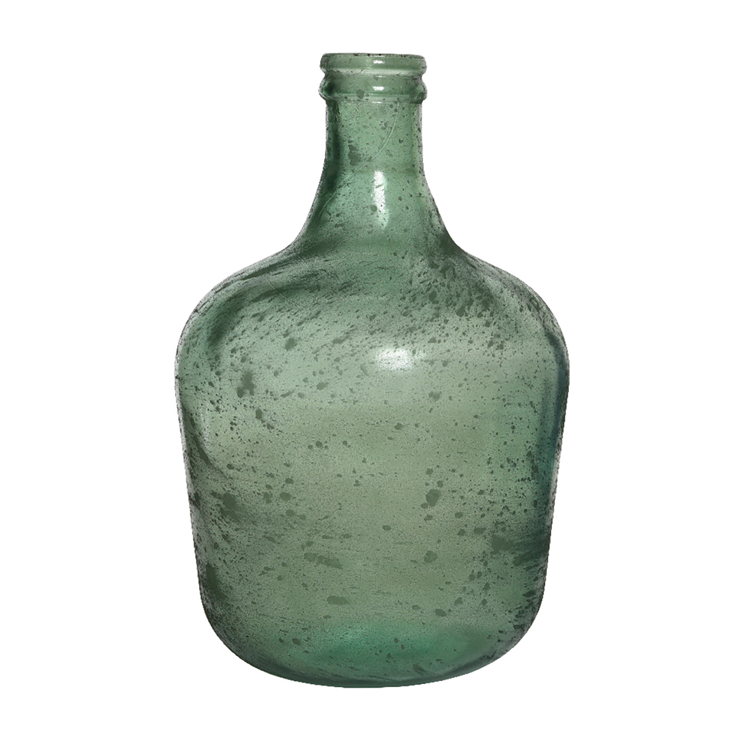 Декор Ваза-бутыль античная стекло зеленая d27х42см