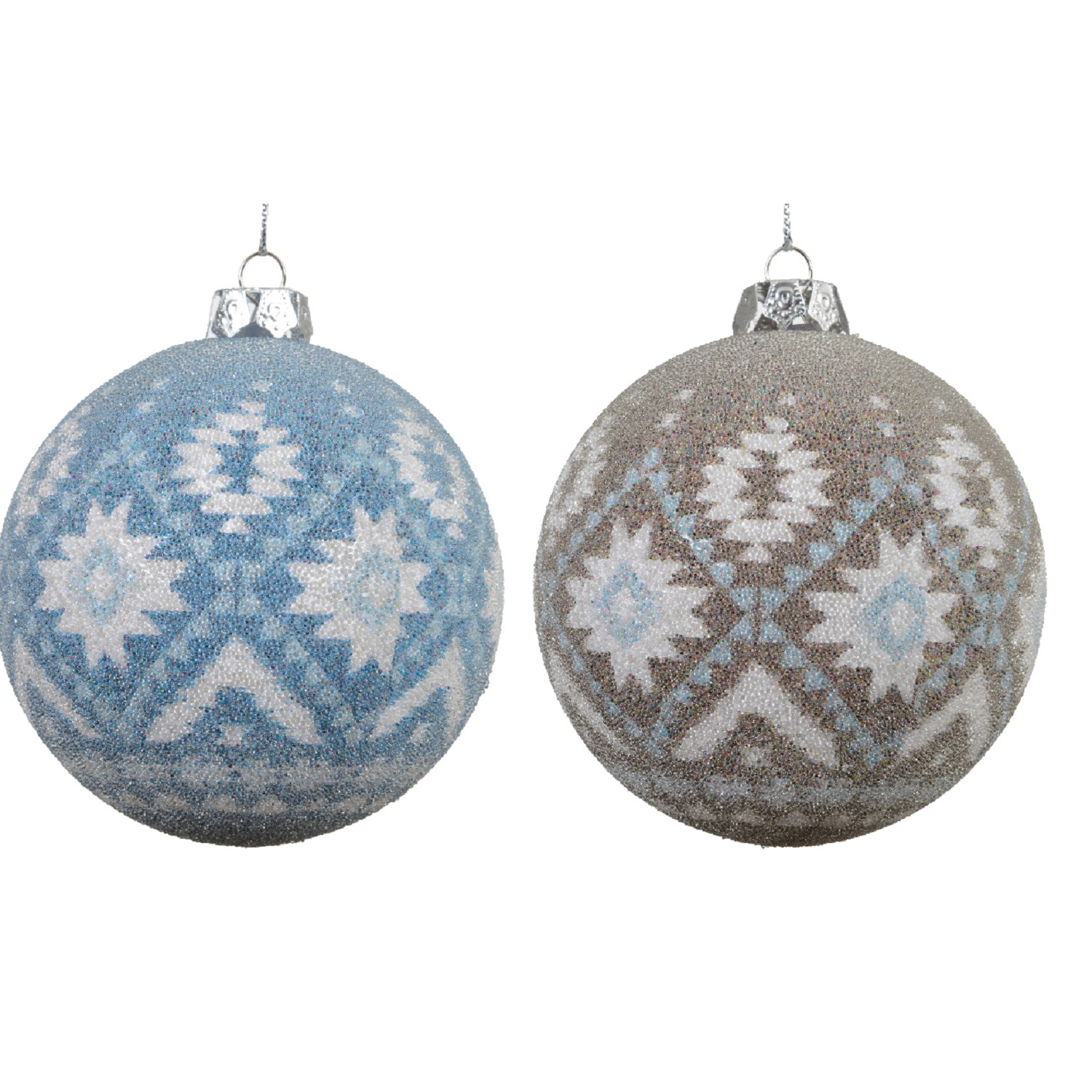 Шар голубой/серый с орнаментом d8см 2 в ассорт