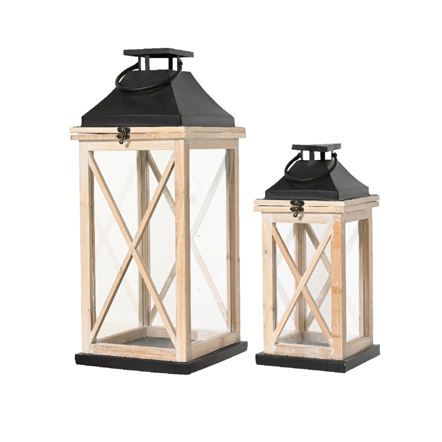 Фонарь деревянный с черной крышкой 25х25х61см 2шт/уп