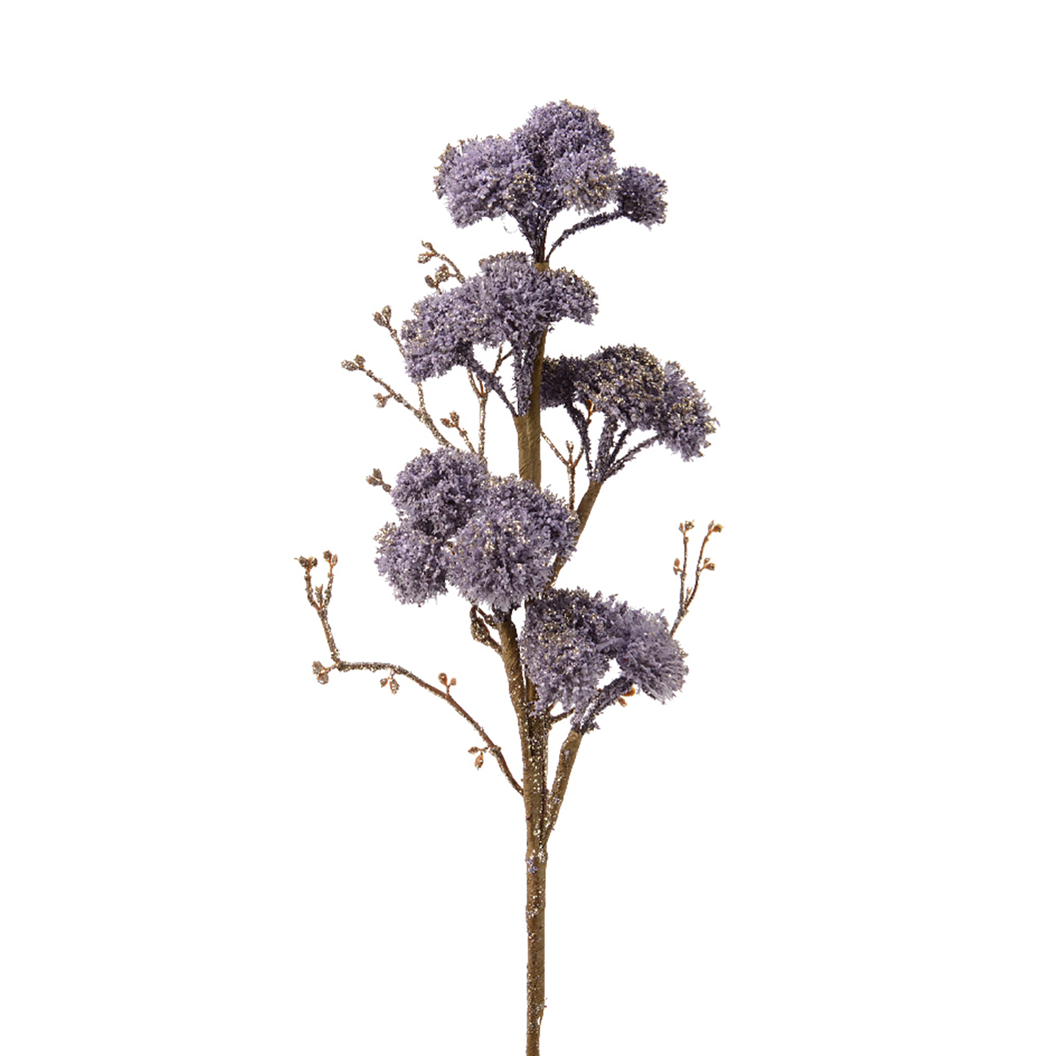 Декор Веточка цветы сиреневые с блестками 6х17х52см