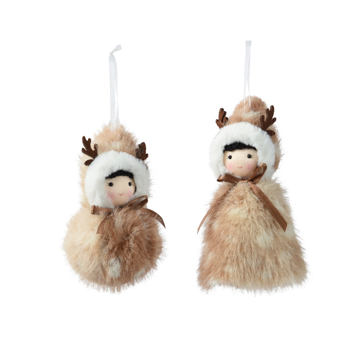 Декор Девочка в коричневой шубке с капюшоном 15см 2 в ассорт