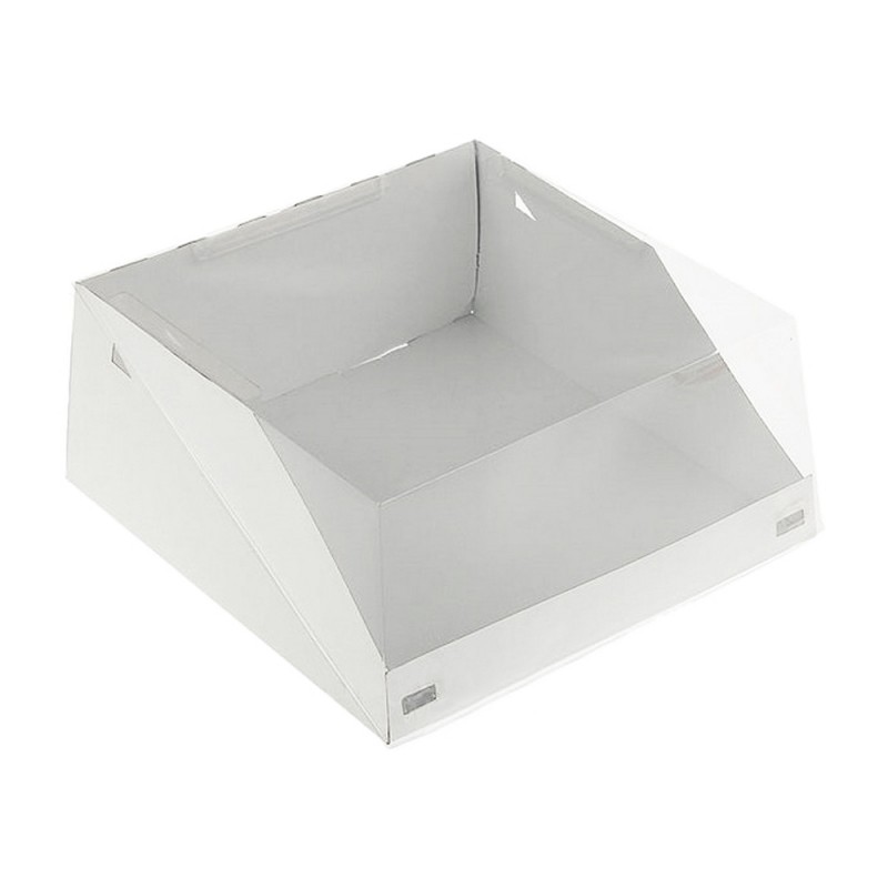 Коробка для торта белая с прозрачной крышкой ForG SLIDE W 22,5х22,5х10,0см