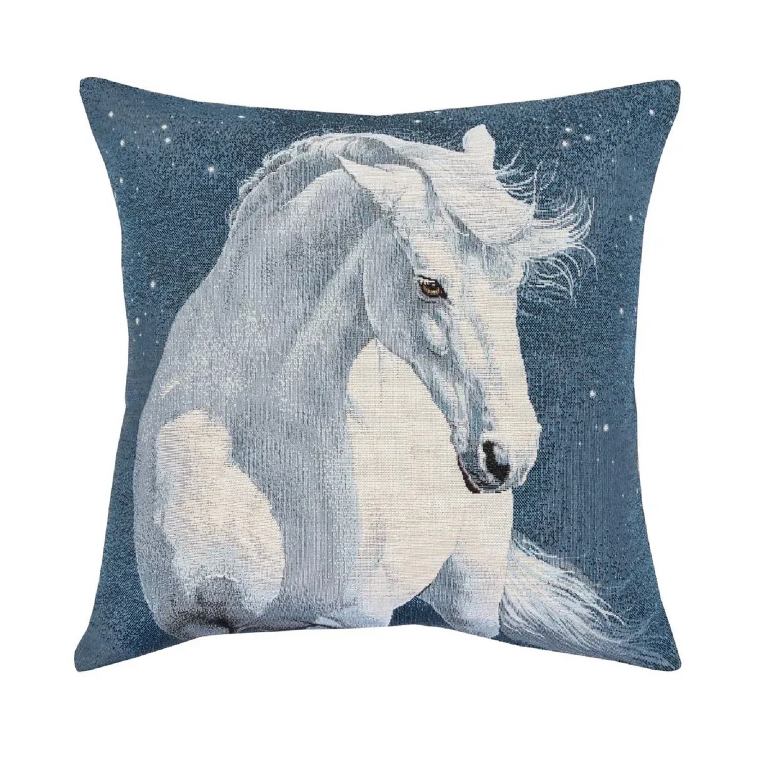 Наволочка Белая лошадь 45х45см гобелен без люрекса KISS791