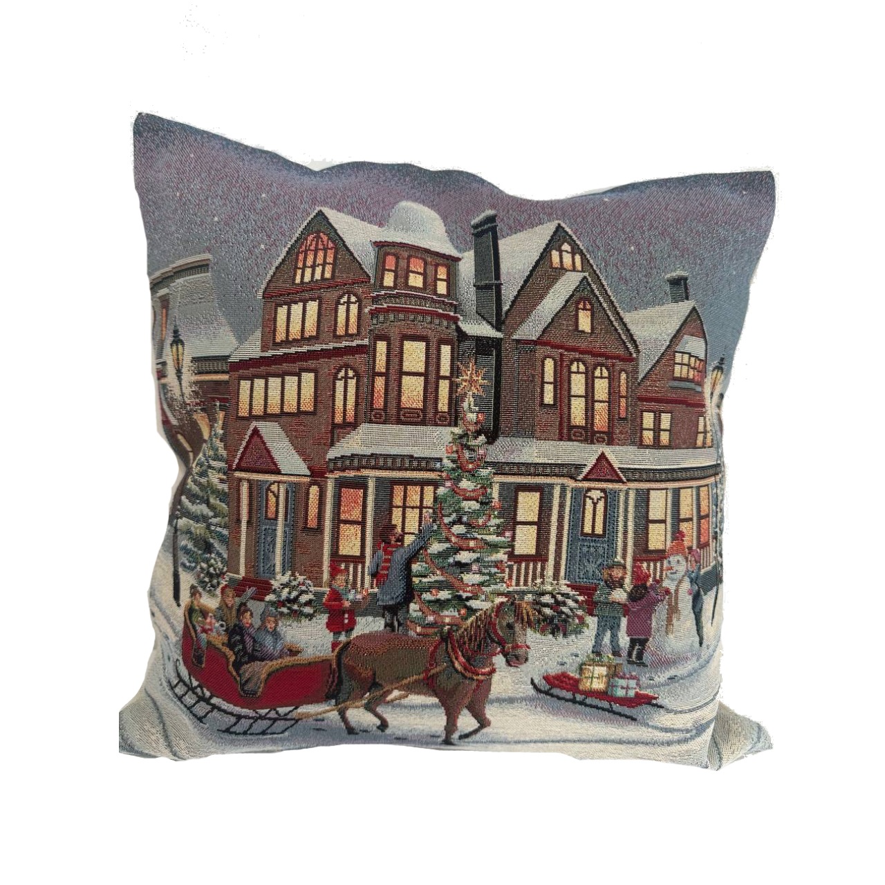 Наволочка Накануне Рождества 45х45см гобелен с золотистым люрексом KISS1394А