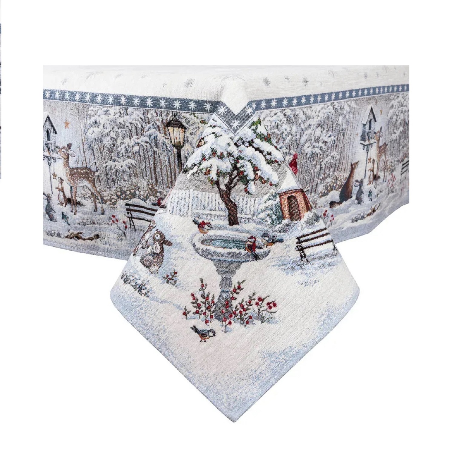 Скатерть Сказочный лес 137х240см гобелен с микрофиброй и с серебристым люрексом MICRO854-240