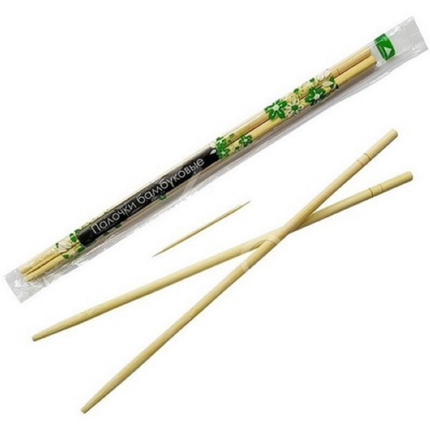 Палочки бамбуковые 23см 100пар/уп с зубочисткой ПП  инд упаковка