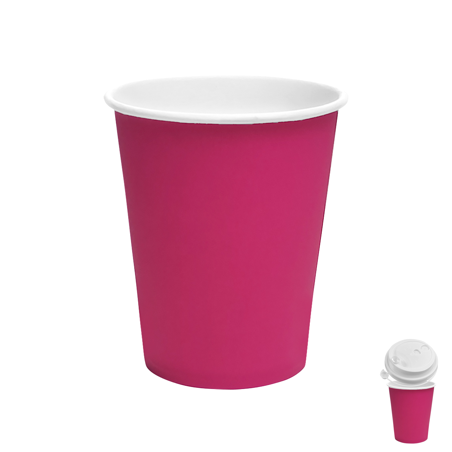 Стакан бумажный 250мл для горячих напитков розовый 50 шт/уп