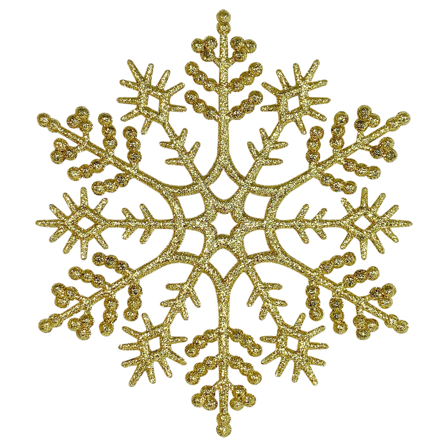 Декор Снежинка Классика эконом золотистая с блеском d12х0,3см