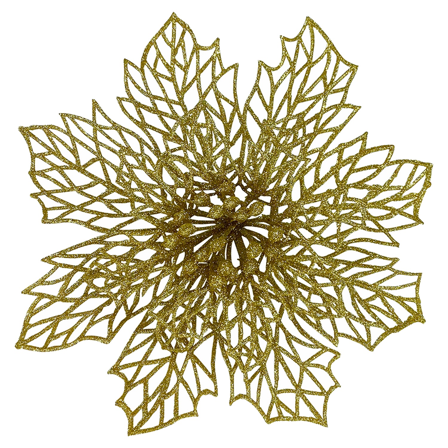 Декор Рождественник золотистый с блеском на клипсе 16см