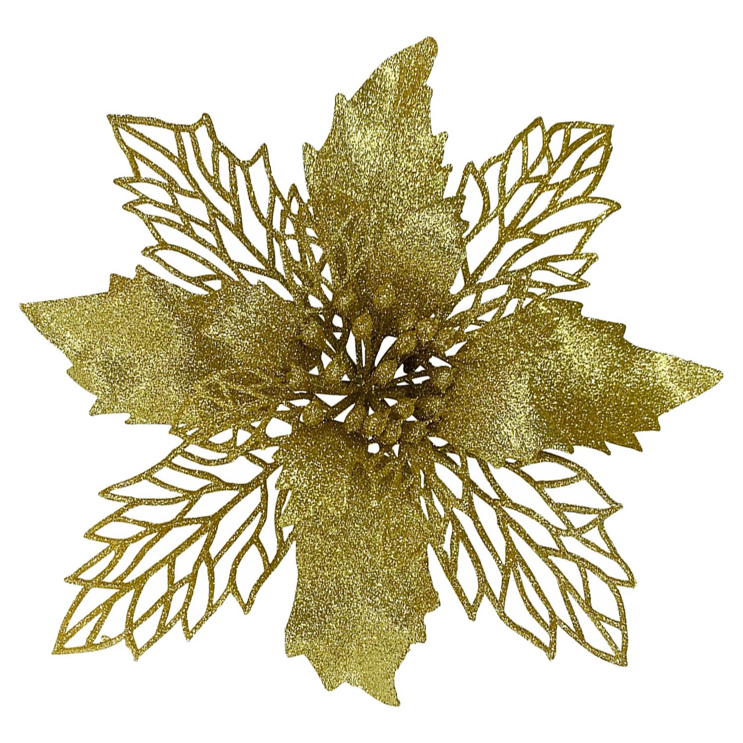 Декор Рождественник золотистый с блеском на клипсе 17см