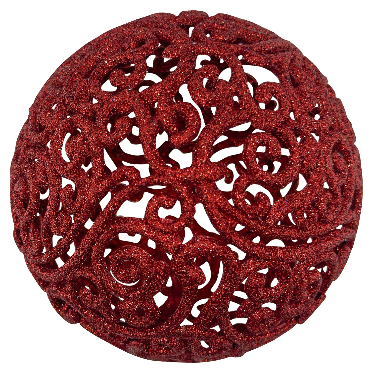 Шар ажурный красный с блеском d8см