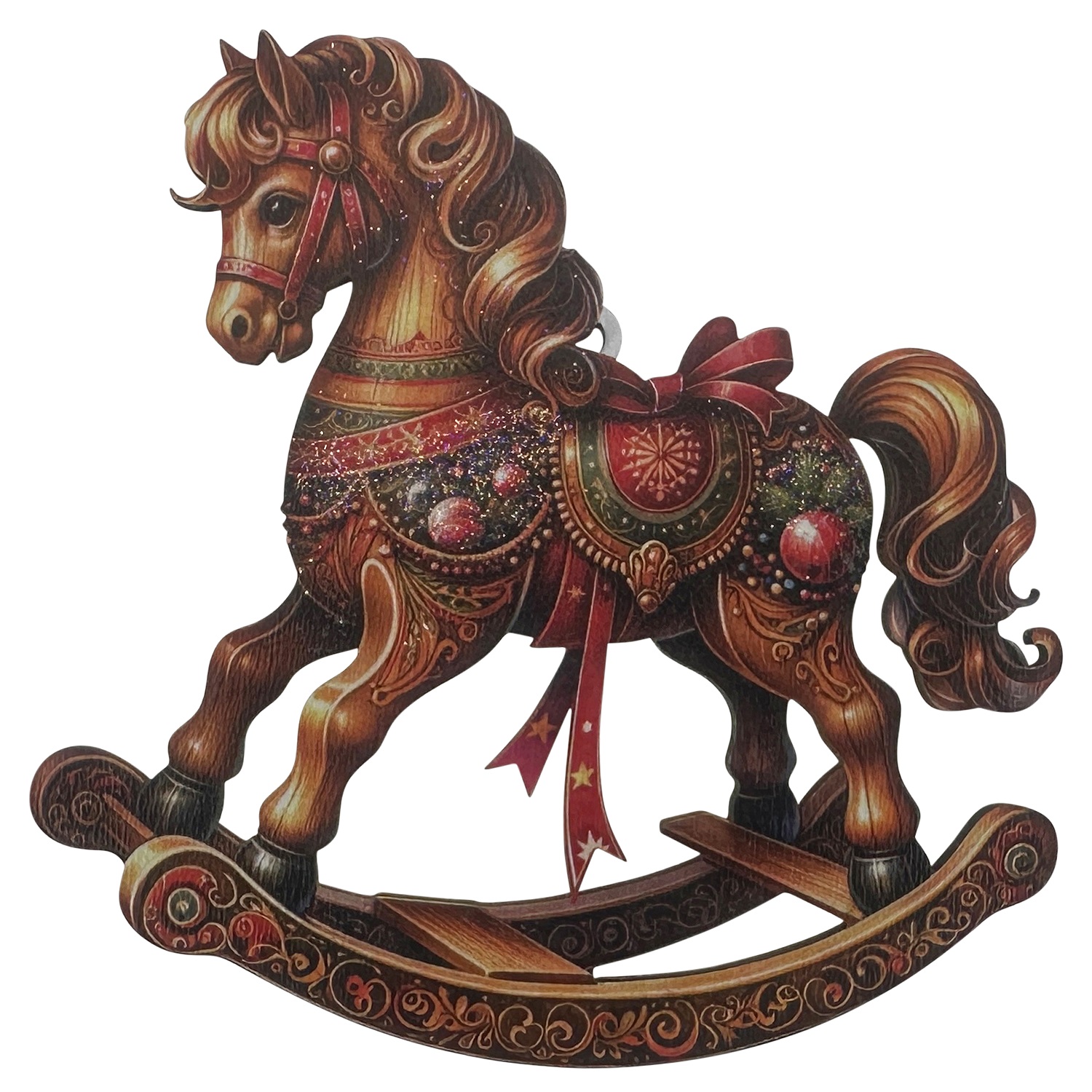 Декор Лошадка-качалка коричневая 10х10х3см