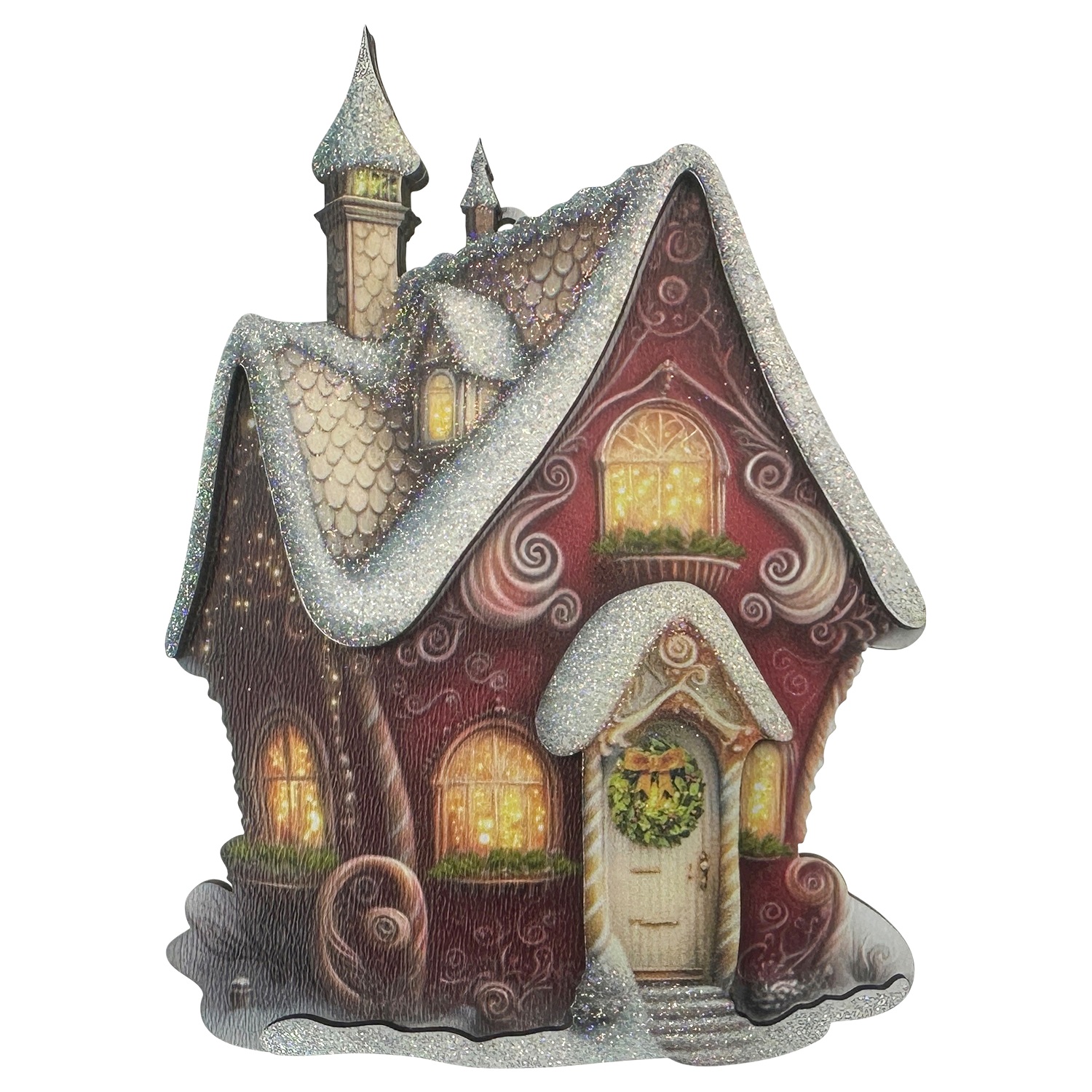 Декор Домик-замок красный 9х12,5х0,6см