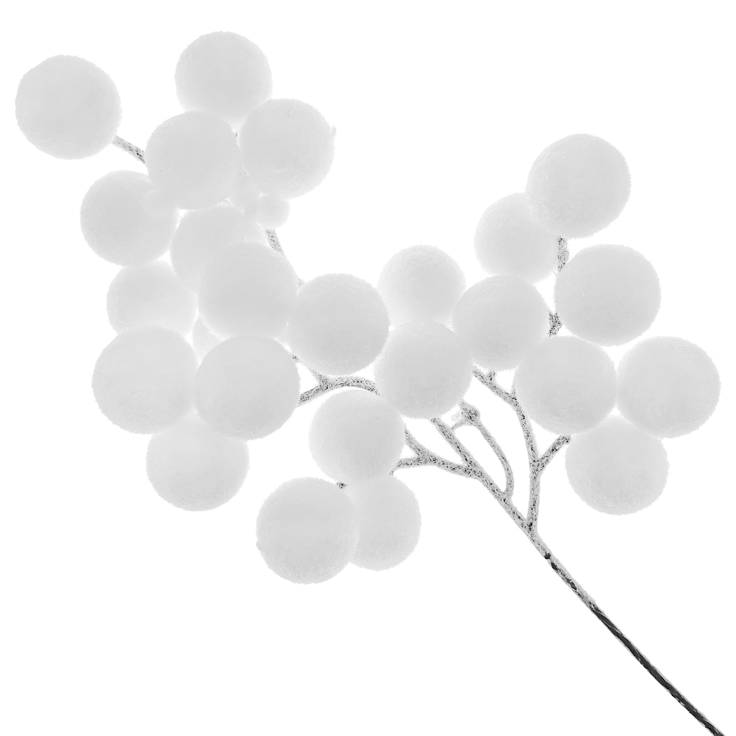Веточка декоративная 35см с большими белыми шариками