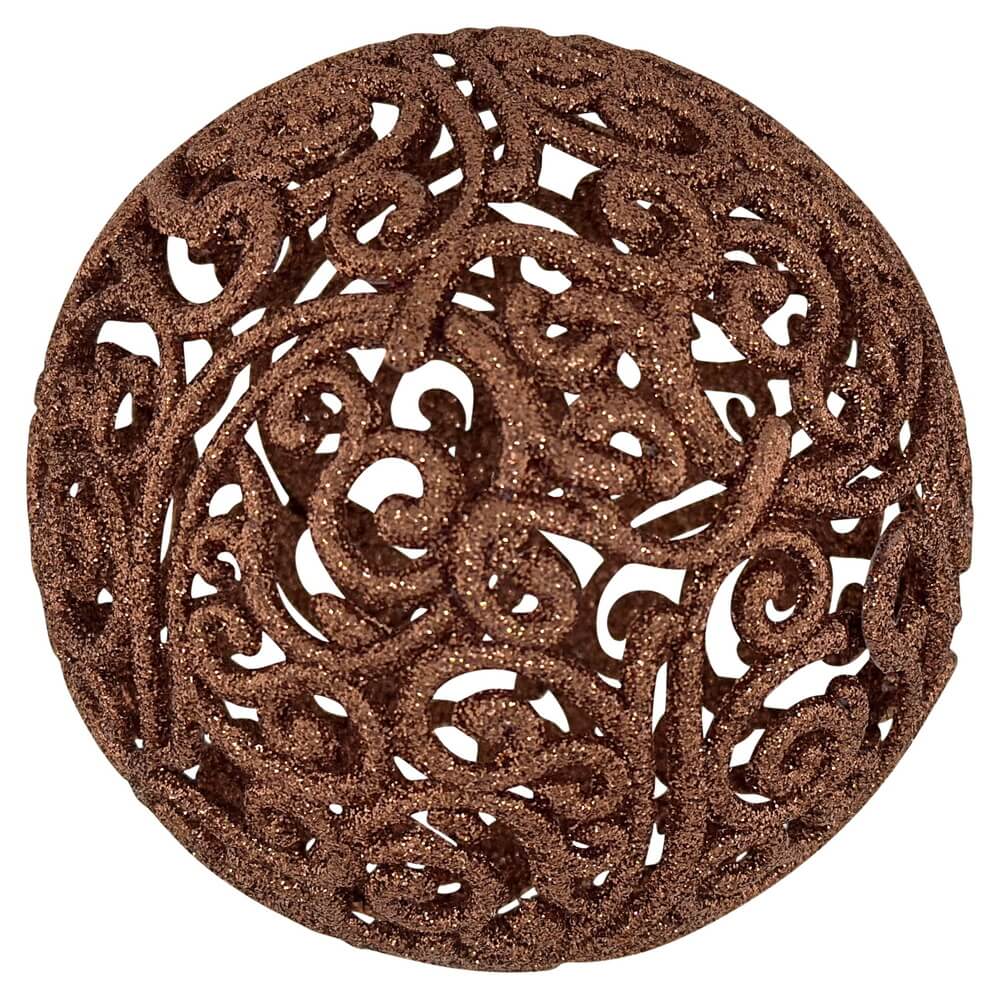 Шар ажурный шоколадного цвета с блеском d8см