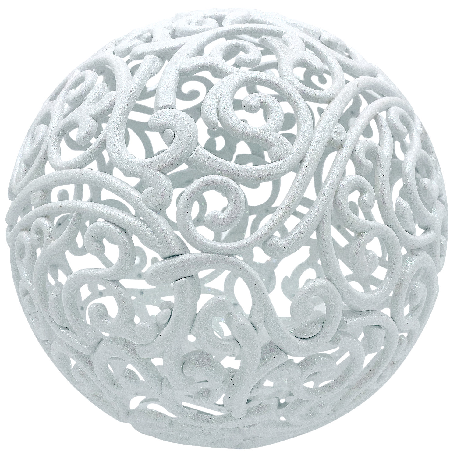 Шар ажурный белый с блеском d20см