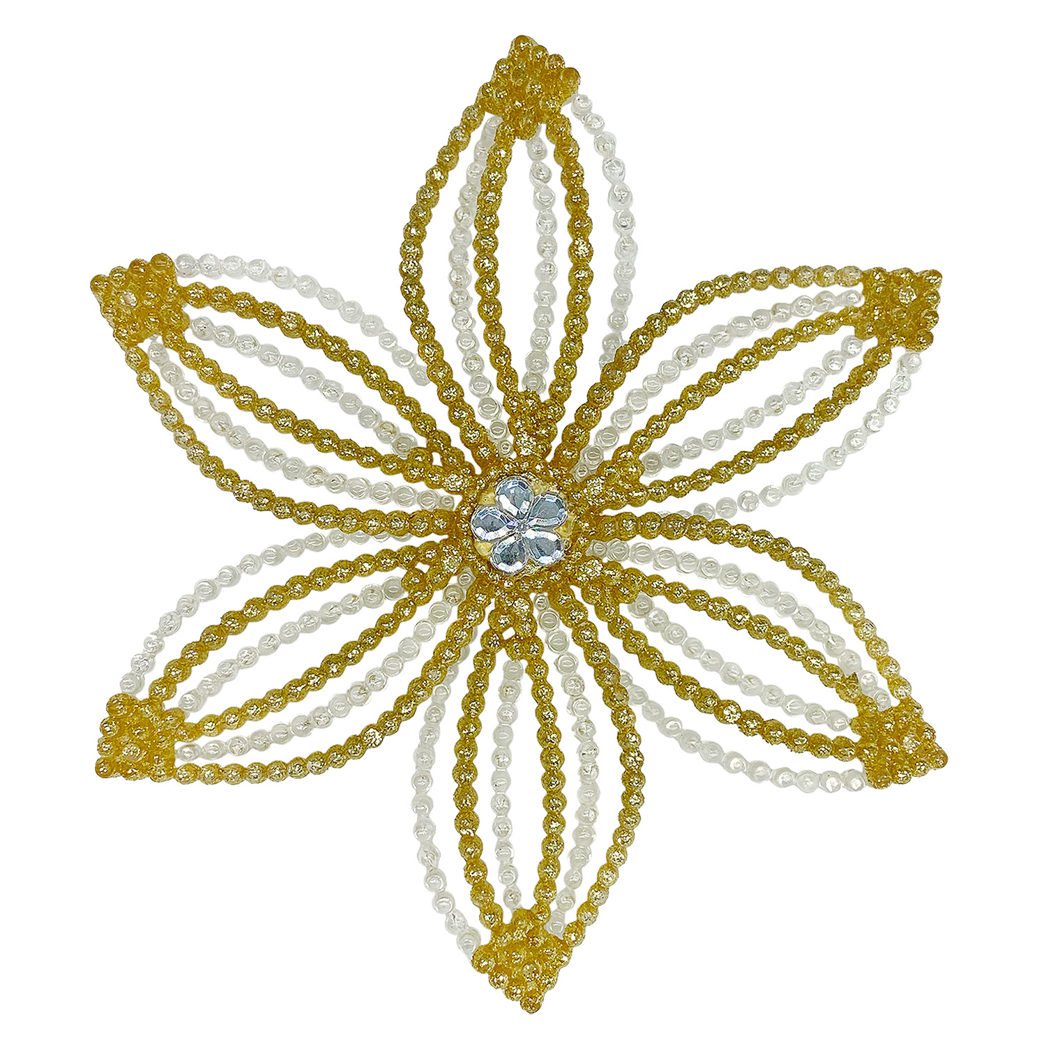 Декор Снежинка Эдельвейс золотисто-прозрачная с блеском d12х1,0см