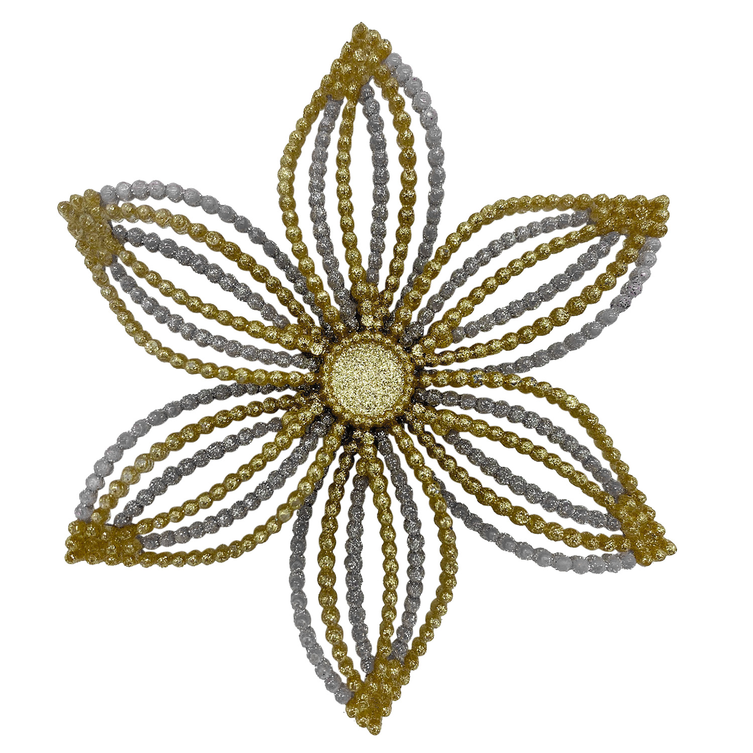Декор Снежинка Эдельвейс золотистая с блеском d12х1,0см