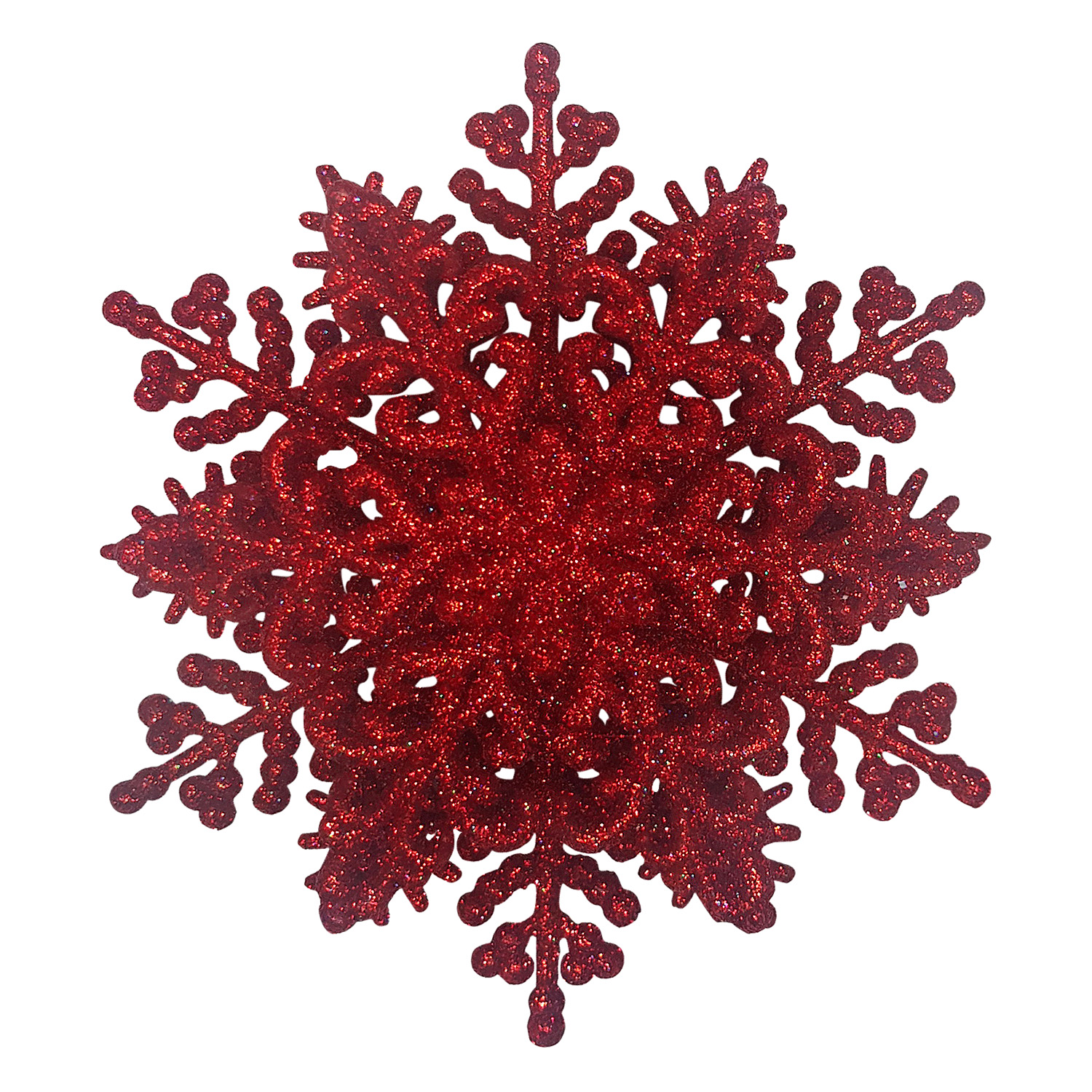 Декор Снежинка Классика объемная красная с блеском d12см х 4см